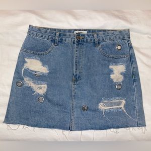 Size 30 Forever 21 Jean Skirt with Metal Ring Details